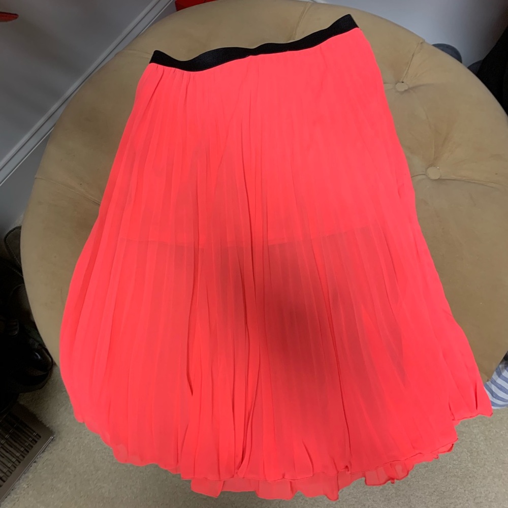 H and M Neon Pink Midi Skirt Sz 8